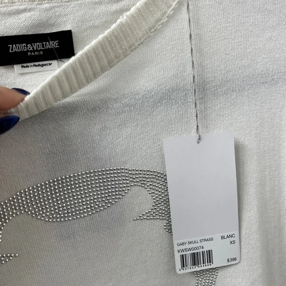 Nwt! ZADIG & VOLTAIRE GABY SKULL LONG SLEEVE TOP - Picture 3 of 6